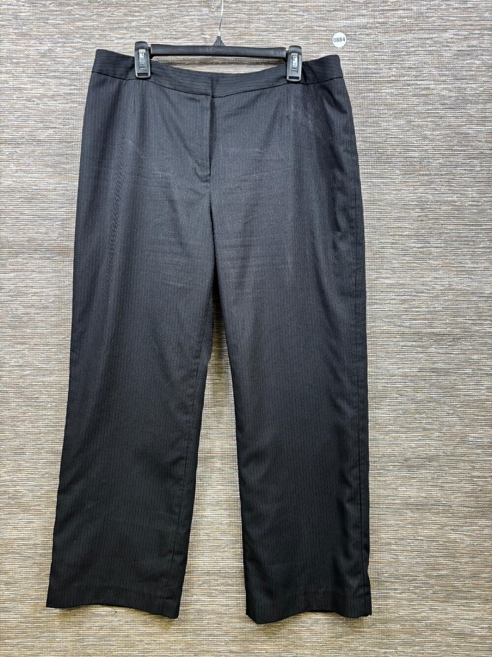 Le Suit Pinstripe Dress Pants Womens Size 16P Black Modern Career Office